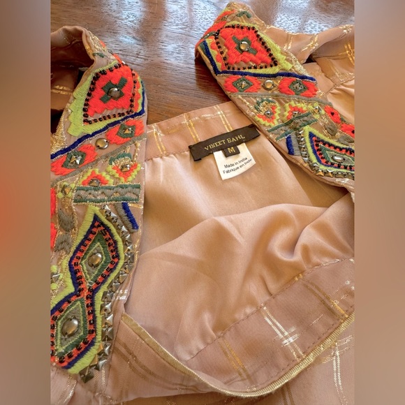 Anthropologie Sunlight Hours Tank Pink Metallic Embroidery - Picture 3 of 8